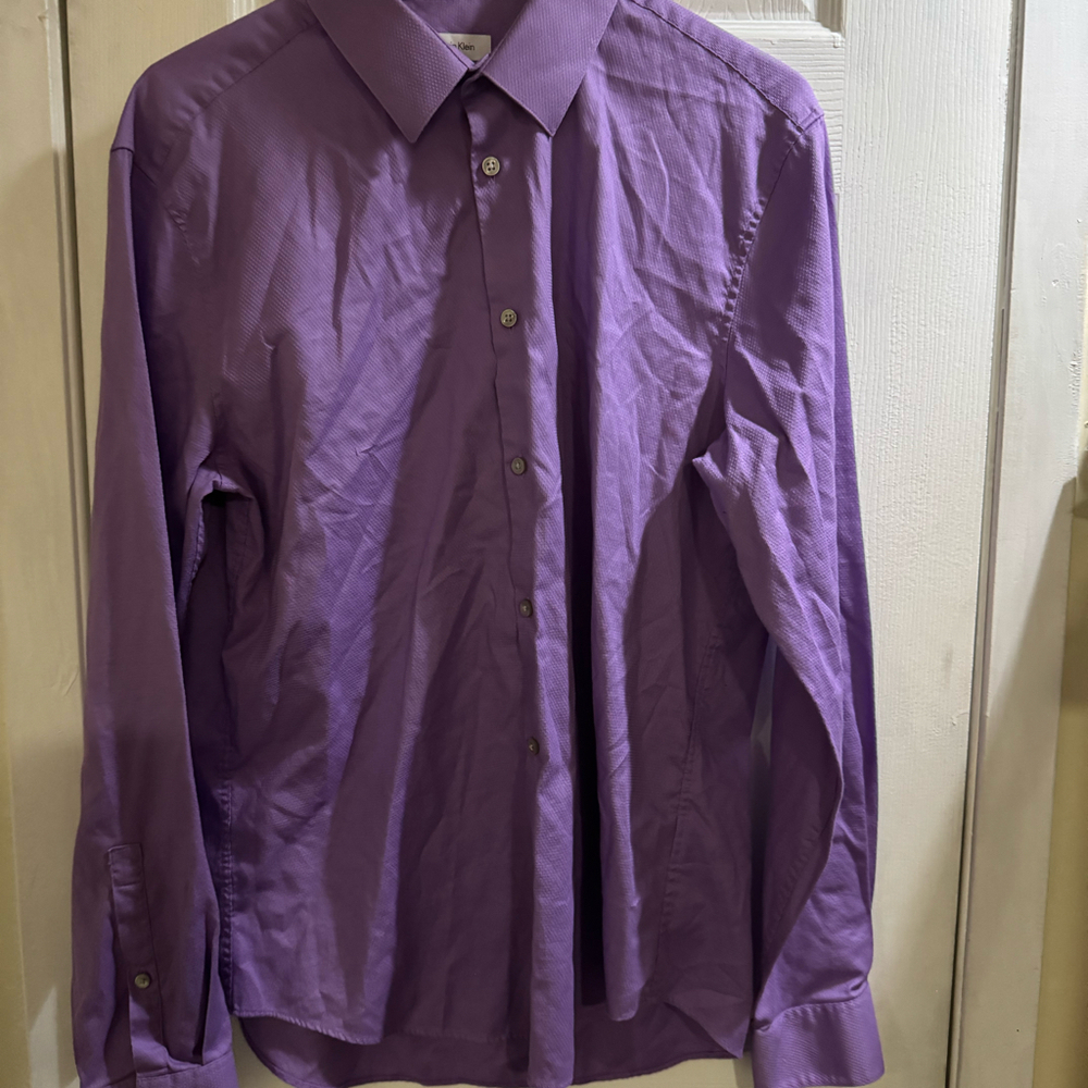 Calvin Klein Men’s Purple Extreme Slim Stretch Dress Shirt 16-16½ 34/35